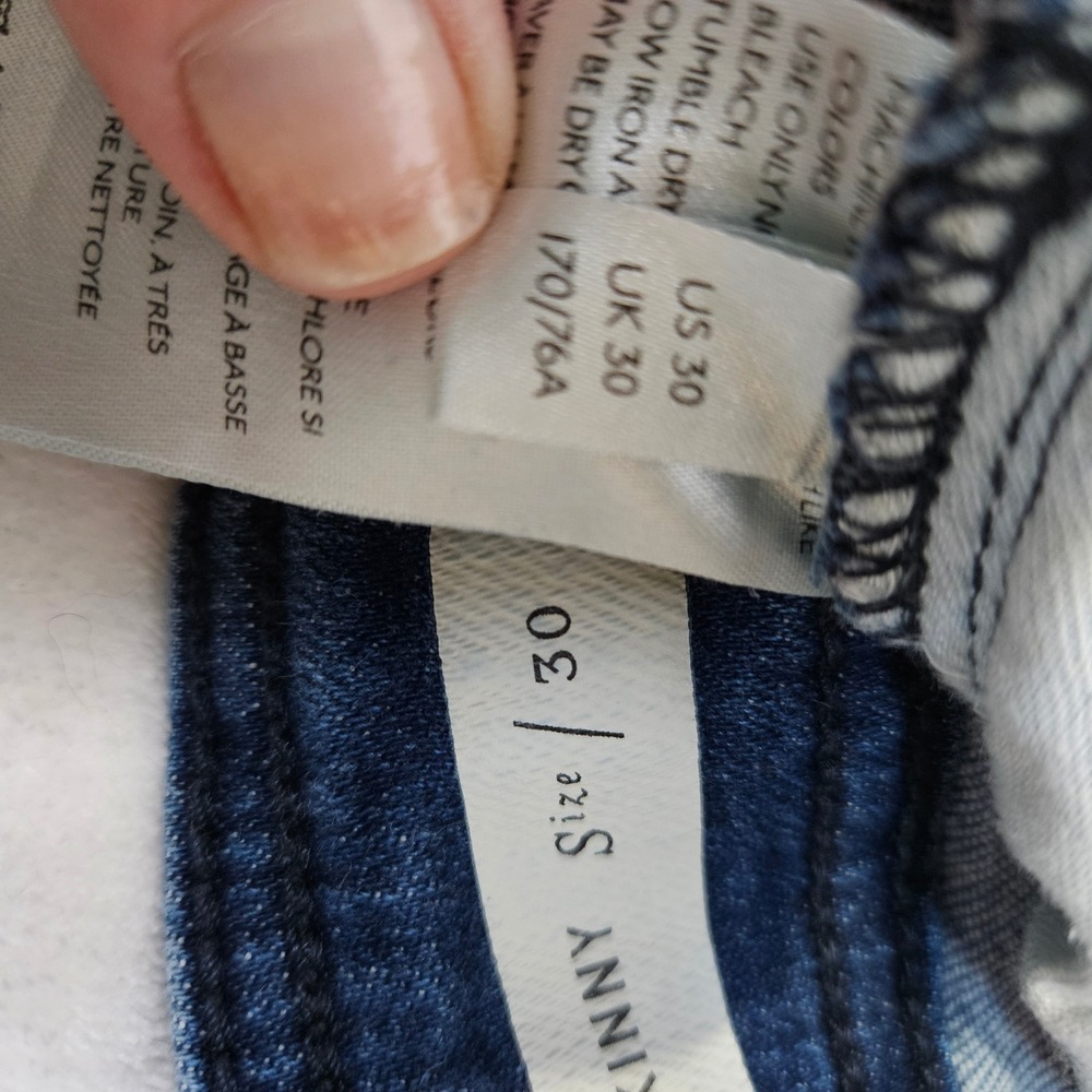 Pilcro Anthropologie High Rise Skinny Jeans Dark Wash Sailor Button Blue Size 30 - Picture 10 of 11